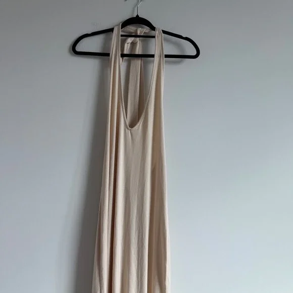 NWT Free People Beach Alix Plunge Low Back Midi Dress in Bleached Sand Neutral - Picture 5 of 9